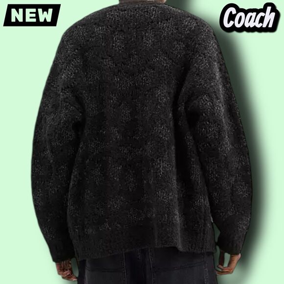 New NWT Coach Signature Cardigan – Charcoal Signature (Size Medium) - Picture 3 of 5